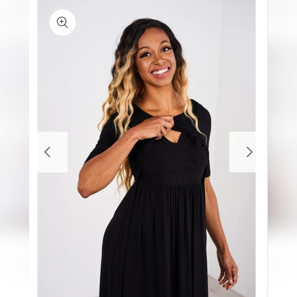NWT Latched Mama Front Knot Nursing Maxi Dress Black XS - Picture 3 of 5